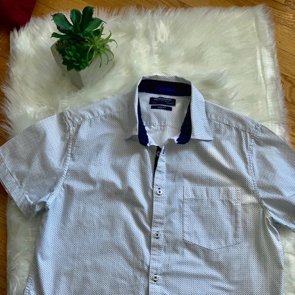 Denim and Flower Short Sleeve Shirt